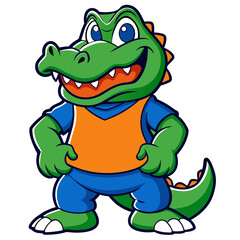 Obraz premium Creative alligator cartoon character vector art illustration