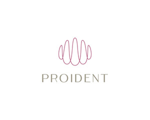 Abstract linear gradient crown logo design template. Premium waves sound vibrations voice elegant  icon sign logotype.