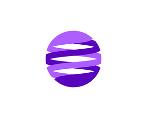 Abstract circle with stripes logo in minimalictic style. Universal colorful globe, planet creative  icon sign logotype