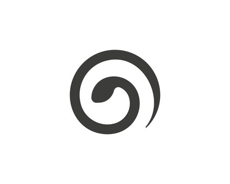 Abstract spiral, snake silhouette logo design in minimal style. Universal serpentarium, reptile  logotype, emblem or symbol.