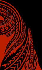 Red and Black Polynesian Tribal Tattoo-Inspired Design, Trendy Polynesian sport jersey design, t shirt background, sport jersey dress,  jersey design vector, fabric fashion texture, sports wear.