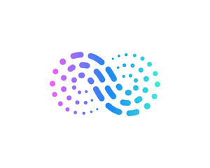 Abstract wave from dots and lines logo  design. Creative infinity, swirl, loop sign logotype.