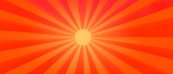 Fototapeta premium 放射状の太陽光線と中心の円を持つ抽象的なオレンジ色の背景