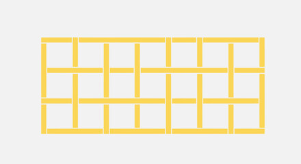 Interwoven bars create grid on light background