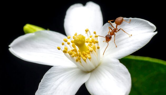 Close-up of an ant on a white flower (1) - Powered by Adobe