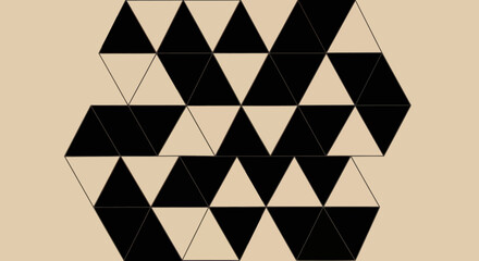 Geometric pattern of black and tan triangles making hexagons