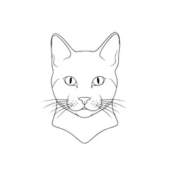 Obraz premium Vector art of minimalist line art cat face illustration
