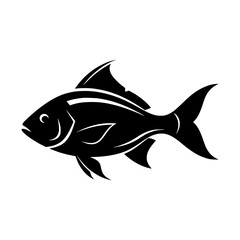 Obraz premium Vector art of black silhouette of a fish, minimalist design for logos and icons