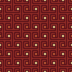 Geometric Retro Burgundy Seamless Pattern with Rounded Square Elements