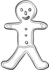 Gingerbread man cookie outline vector illustration