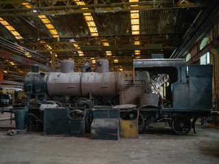 steam locomotive in the factory