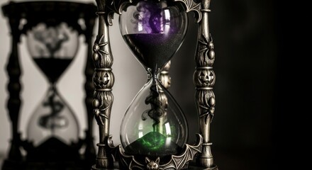Spooky Halloween Hourglass with Purple  Green