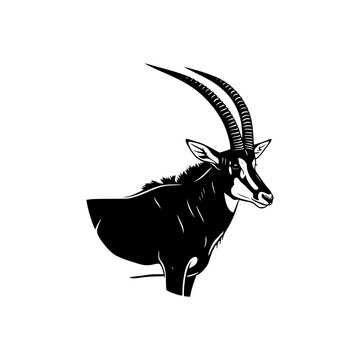 Vector art of black silhouette of antelope head profile