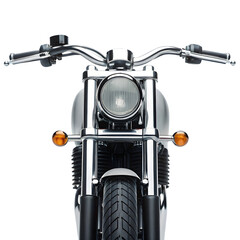 Close up of a motorcycle isolated on transparent background, front view