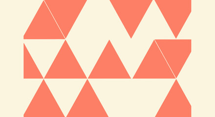 Repeating geometric pattern of orange triangles on a cream background