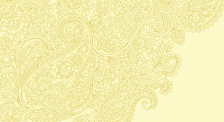 Light yellow paisley pattern filling most of frame © AJI T