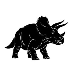 Vector art of black silhouette of triceratops dinosaur in side profile