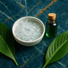 Spa Crystals with Essential Oil and Leaf Decor