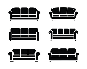 Collection of scalable vector sofa illustrations for interior design and furniture concepts silhouette vector illustration white background