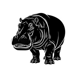 Fototapeta premium Vector art of black silhouette of a hippopotamus standing