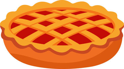 Freshly homemade baked pie with a golden lattice crust. Vector Illustrtion
