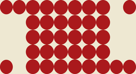 Pattern of red circles on pale background, forming a central 'I' shape