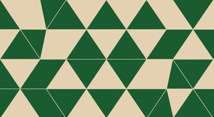 Alternating green and beige triangles tessellated into a geometrical pattern forming a tileable backdrop