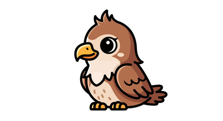 Obraz premium Adorable cartoon hawk illustration standing against a plain backdrop showing simplicity and clarity