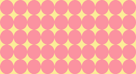 Pink circles evenly spaced on a yellow background, forming a pattern