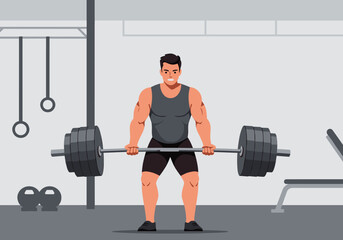 Fototapeta premium Weightlifting action by a fitness enthusiast in a gym environment focused on strength training and motivation