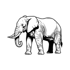Obraz premium Vector art of black and white elephant illustration