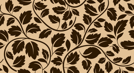 Leafy, brown vines pattern © AJI T