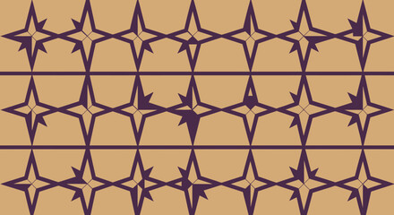 Repeating star pattern with geometric border on a tan backdrop