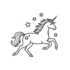 Vector art of majestic unicorn silhouette with stars