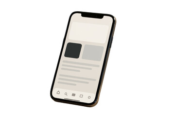 Smartphone with minimal user interface layout, isolated style on white background, representing clean mobile technology design concept. Ai generative