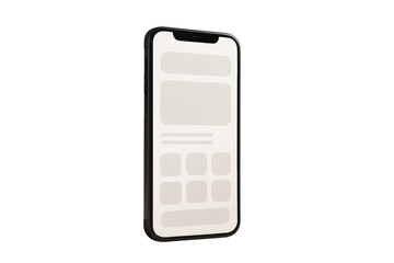 Smartphone with blank UI layout mockup, clean minimal style, isolated on white background, concept of design template and technology element, Ai generative