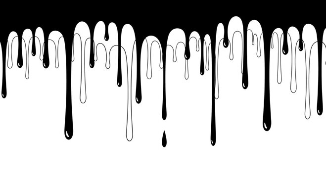 Monochrome illustration of drips design forming an abstract melting pattern ideal for backgrounds