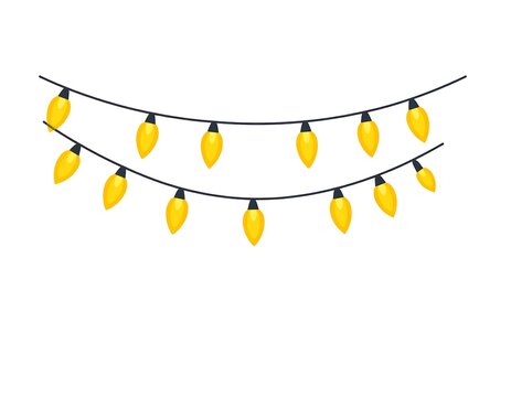 Yellow string lights against white background