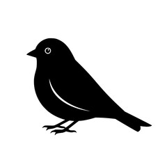 Obraz premium Vector art of black silhouette of a small bird standing