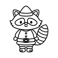 Christmas animal coloring page, Animal coloring page, winter animal coloring pages, black and white illustration, Animal Christmas line art