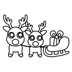 Christmas animal coloring page, Animal coloring page, winter animal coloring pages, black and white illustration, Animal Christmas line art