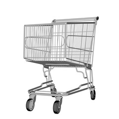 Cartoon shopping cart isolated transparent background 3d rendering