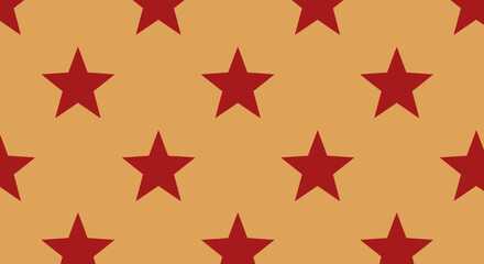 Red stars on tan background, repeating pattern