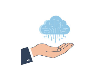 Fototapeta premium Cloud computing solutions digital transformation infographic technology modern business concepts