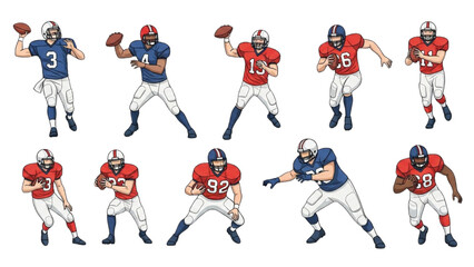 Fototapeta premium American Football Players Silhouettes – Vector Illustration Set AI EPS PNG JPEG