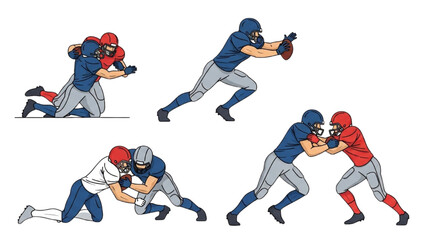 Fototapeta premium American Football Players Silhouettes – Vector Illustration Set AI EPS PNG JPEG