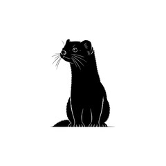 Obraz premium Vector art of black silhouette of a sitting animal