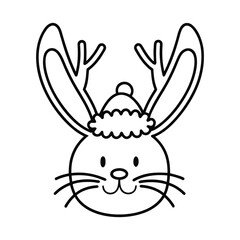 Christmas animal coloring page, Animal coloring page, winter animal coloring pages, black and white illustration, Animal Christmas line art