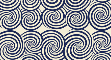 Spiraling indigo-white pattern