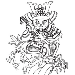 cat tattoo samurai one